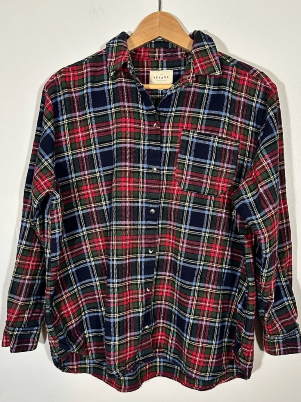 Sezane Plaid Flannel Shirt Size 40